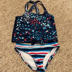 SO Kids Swim Bikini - Navy and Red Starry Design